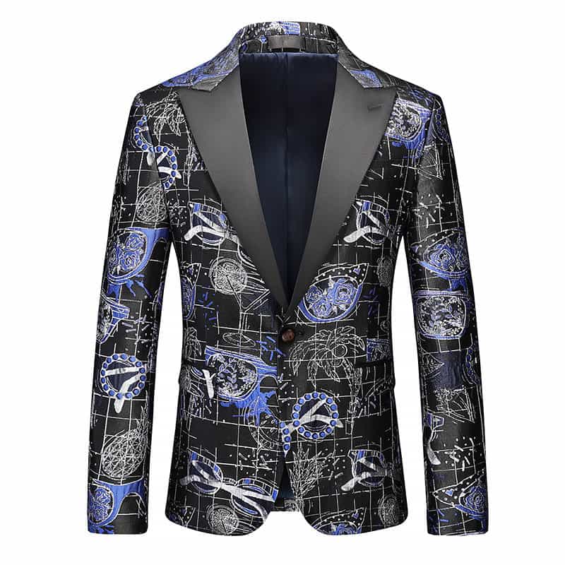 Men's Blazer Slim Fit Floral Printed Sport Coat Jacket