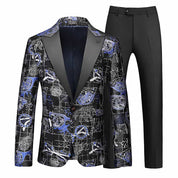 Men's 2 Piece Tux  Floral Printed Tuxedos in Red Gold Blue