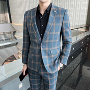 Men's 2 Piece Plaid Suit in 3 Colors