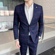 Men's 2 Piece Plaid Suit in 3 Colors