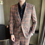Men's 2 Piece Plaid Suit in 3 Colors