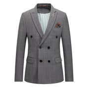 Men 3 Piece Plaid Suit Double Breast