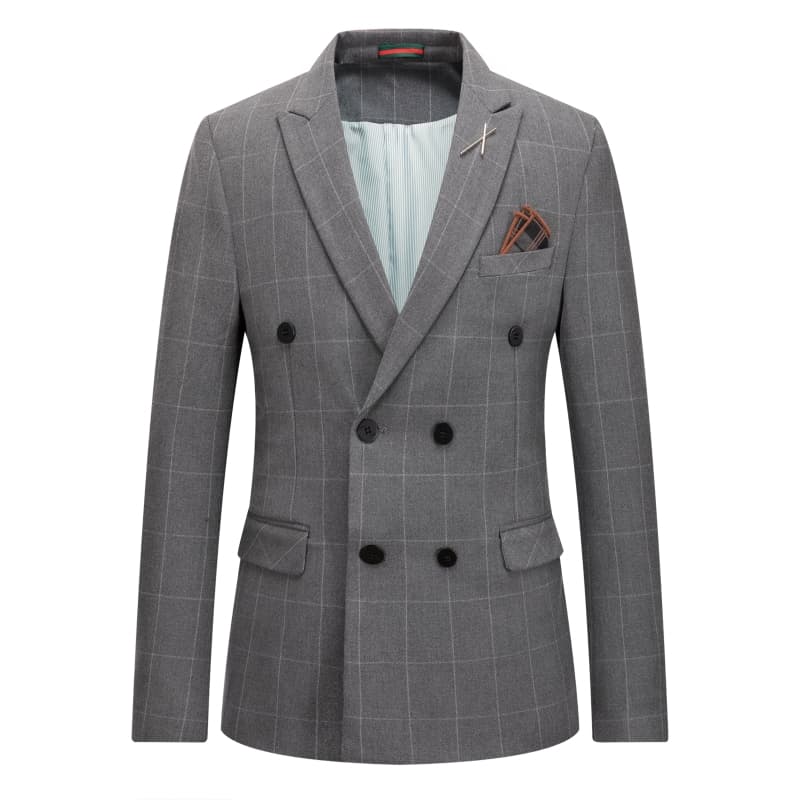 Men 3 Piece Plaid Suit Double Breast