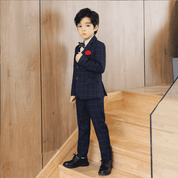 Boys 5 Piece Plaid Suit Formal Presentation Dress Set