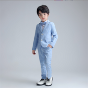 Boys 4 Piece Plaid Suit of Jacket, Pants, Shirt and Bow Tie
