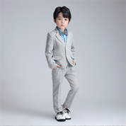 Boys 4 Piece Plaid Suit of Jacket, Pants, Shirt and Bow Tie