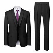 Men's 3 Piece Suit Slim Fit  Casual One Button Tuxedos Set in 6 Solid Colors