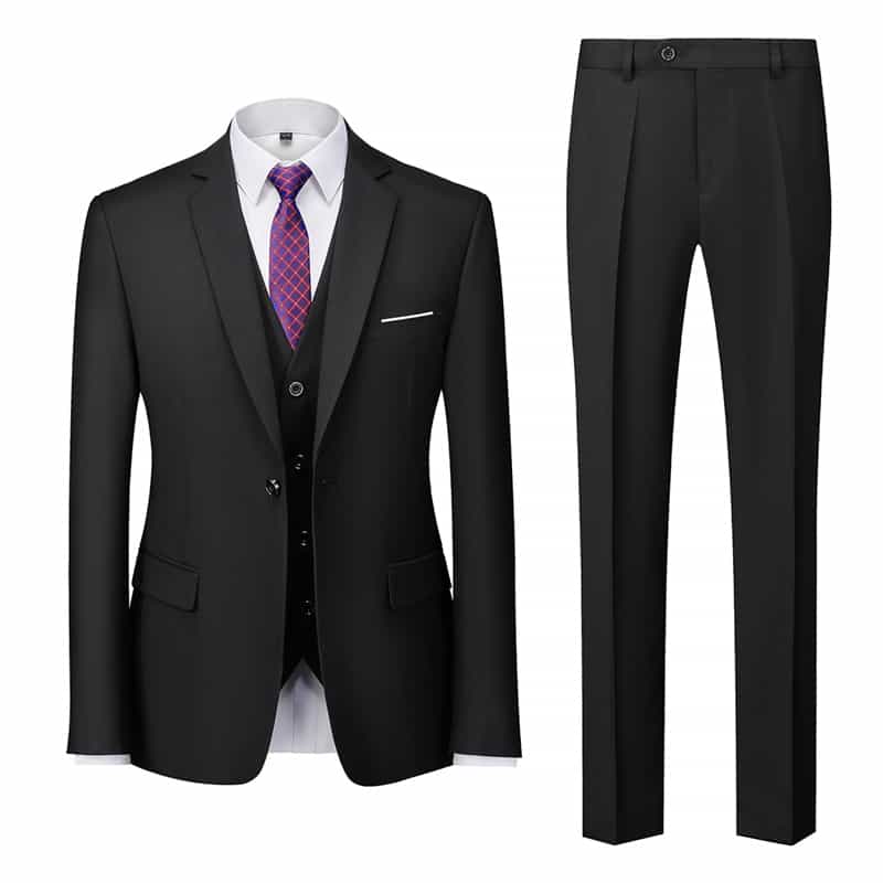 Men's 3 Piece Suit Slim Fit  Casual One Button Tuxedos Set in 6 Solid Colors