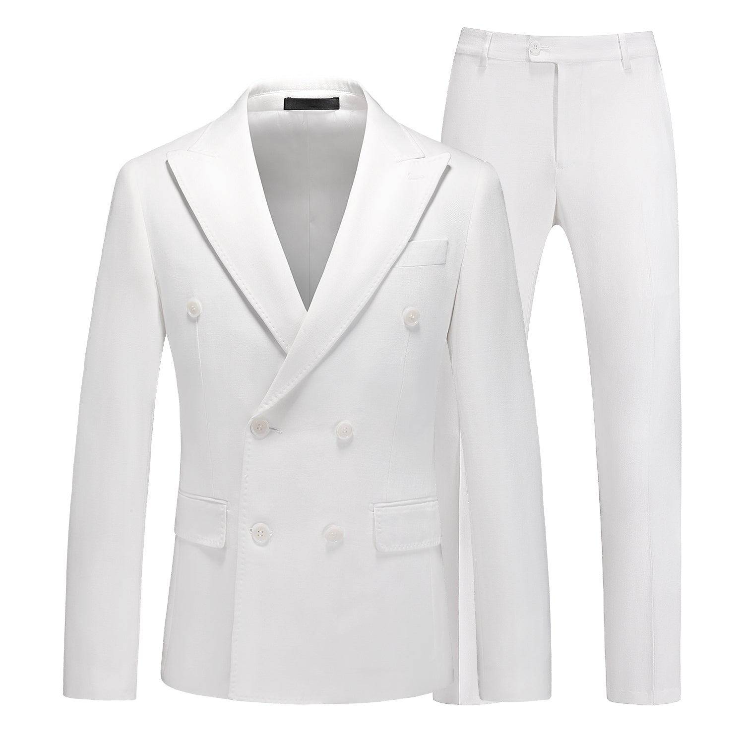 Men's 2 Piece Double Breasted Suit in Solid White