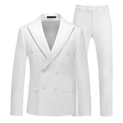 Men's 2 Piece Double Breasted Suit in Solid White