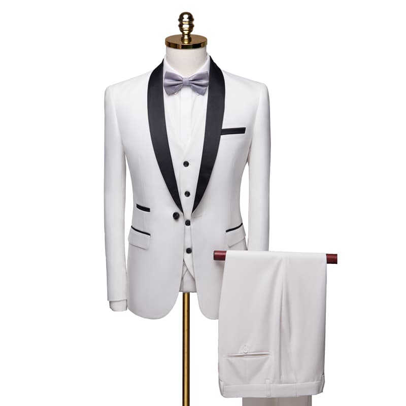 Mens 3 Piece Wedding Tuxedo in 3 Colors