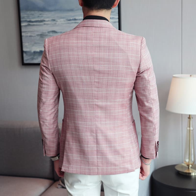 Mens Plaid Jacket One Button In Two Colors