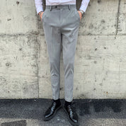 Solid Dress Pants Flat-Front Trousers in 3 Colors