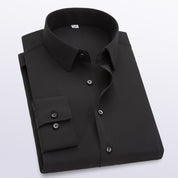 Men's Dress Shirt Wrinkle-Resistant Solid Slim Fit Long-Sleeve Formal For Prom Wedding Business