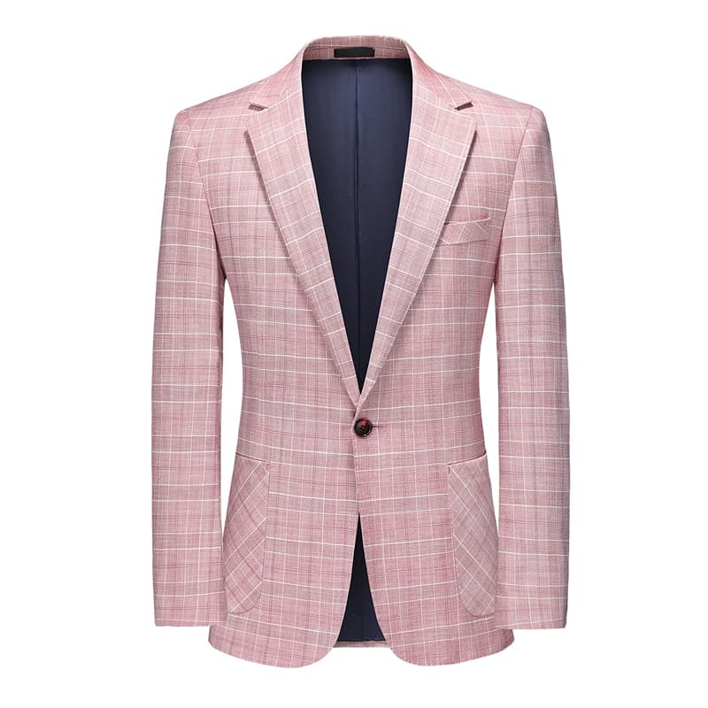 Mens Plaid Jacket One Button In Two Colors