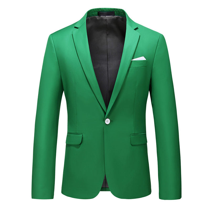 Mens 2 Piece Suit One Button Green & Brown & Khaki Solid Colors