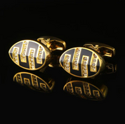 Oval Diamond-set Gold French Cufflinks