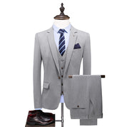 Mens 3 Piece Suit Slim Fit Business Tuxedos For Wedding Prom Groomsmen Black Blue Grey Blazer & Pants & Waistcoat