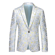 Men's Blazer One Button Floral Printed Sport Coat