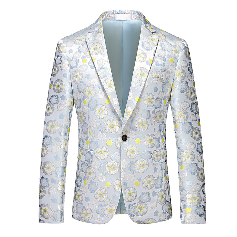 Men's Blazer One Button Floral Printed Sport Coat