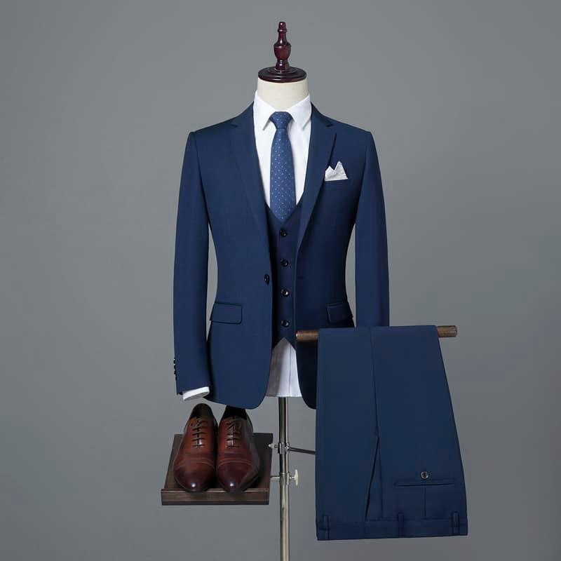 Men's 3 Piece Solid Suit in 4 Colors One Button
