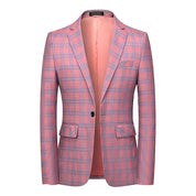Men's Plaid Blazer in Blue Beige Pink Checked