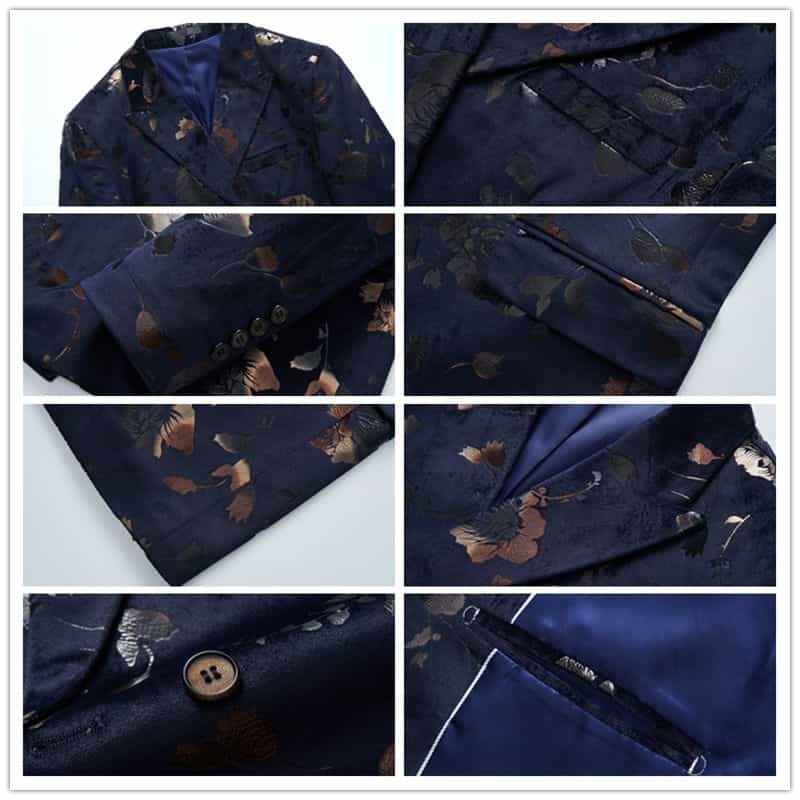 Men's 2 Pieces Double Breasted Floral Suit Jacket