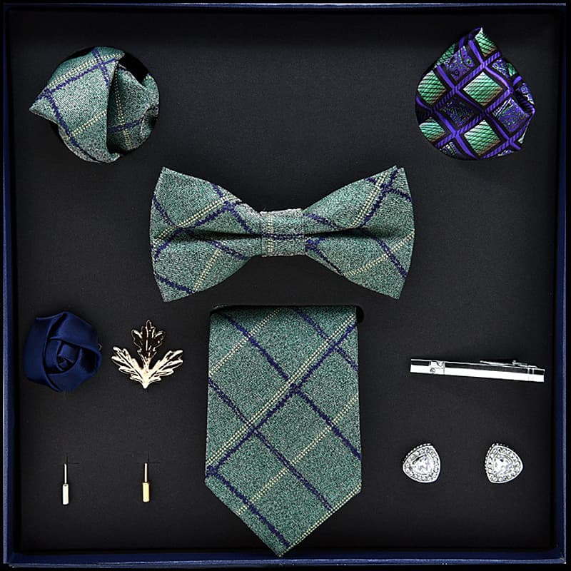 Men's 8 Pieces Plaid Ties Set