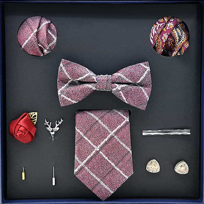 Men's 8 Pieces Plaid Ties Set