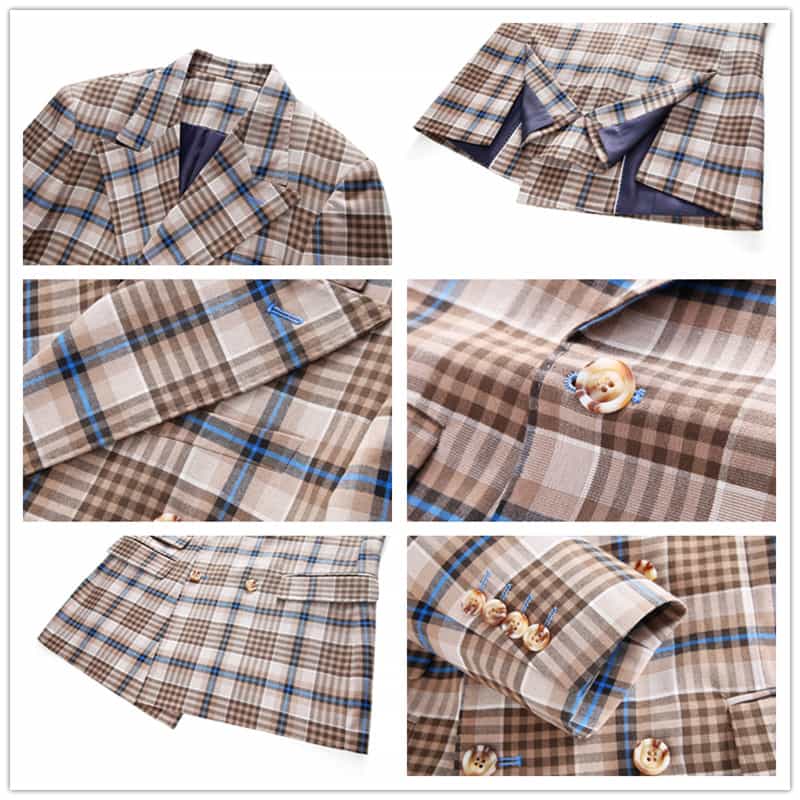 Mens 2 Piece Double Breasted Plaid Suit