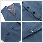 Men's 3 Piece Solid Suit One Button Closure
