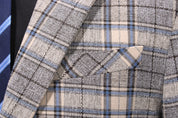 MOGU Men Plaid Suit 3 Piece Slim Fit Wedding Prom Tuxedos Casual Business Windowpane Pant Suits