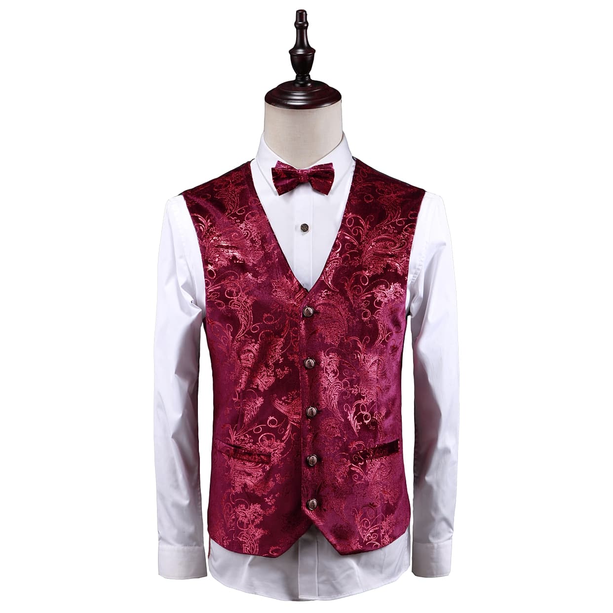 Mens Single Breasted Stylish Floral Pattern Vest Printed Slim Fit Waistcoat For Prom Groomsman Wedding Party