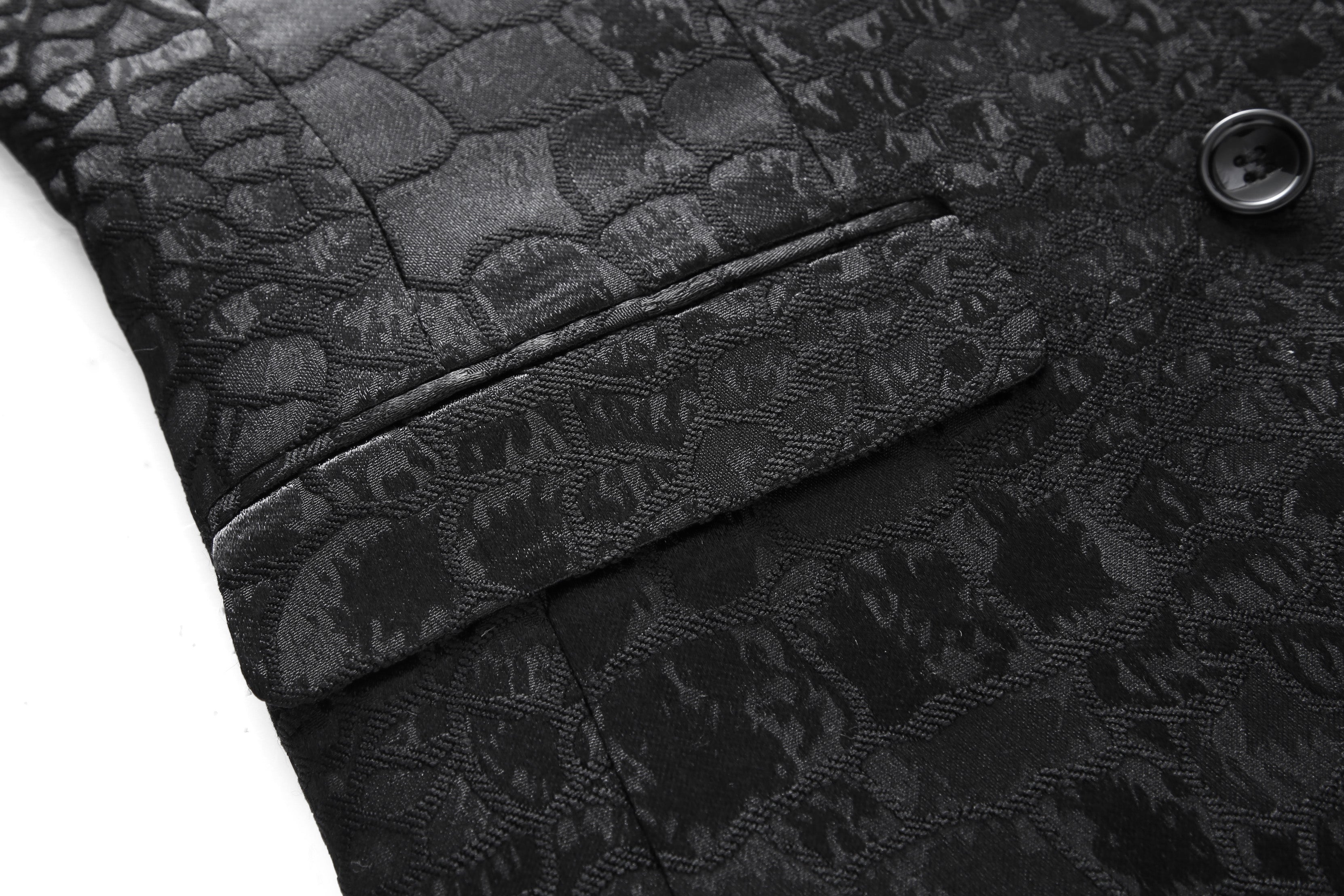 2 Piece Jacquard Skinny Suit in Black