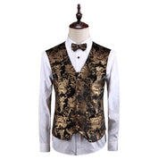 Mens Single Breasted Stylish Floral Pattern Vest Printed Slim Fit Waistcoat For Prom Groomsman Wedding Party