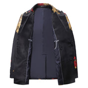 Men's 2 Piece Printed Suit with Red Gold Flower