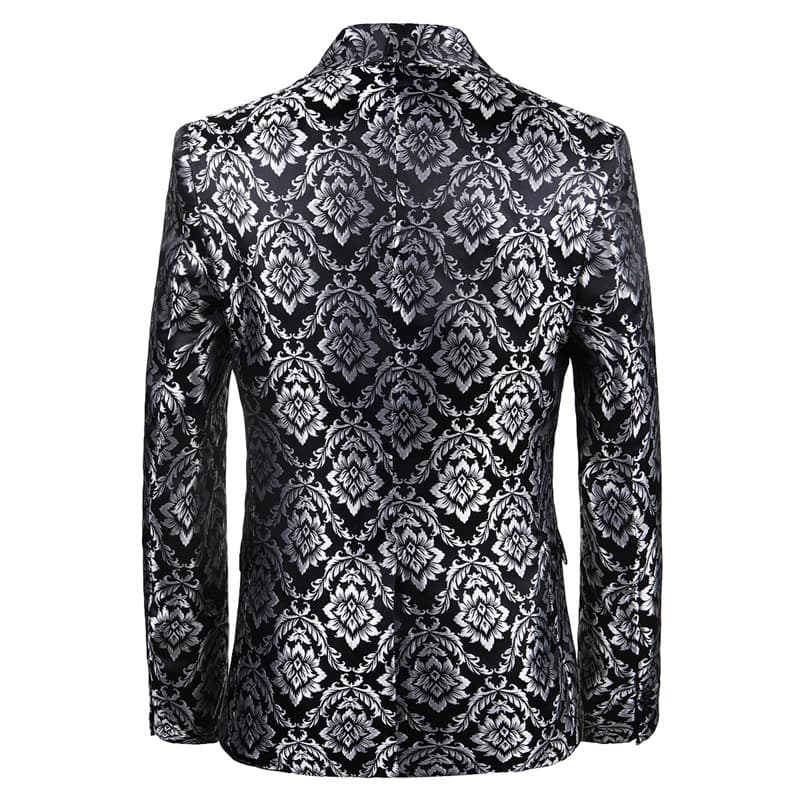 Men's 2 Piece Suit One Button Silver