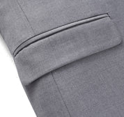 Men 2 Piece Suit Pink & Yellow & Grey Plain Colors One Button Closure