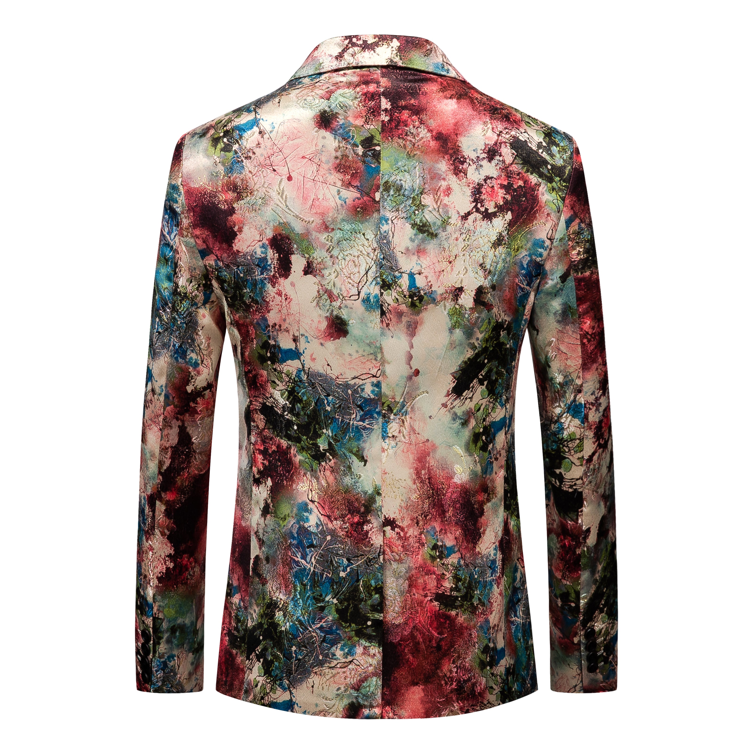 Men's Print Blazer One Button Slim Fit Sports Coat Prom in Rose