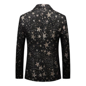 Men's Star Printed Blazer Sports Coat One Button