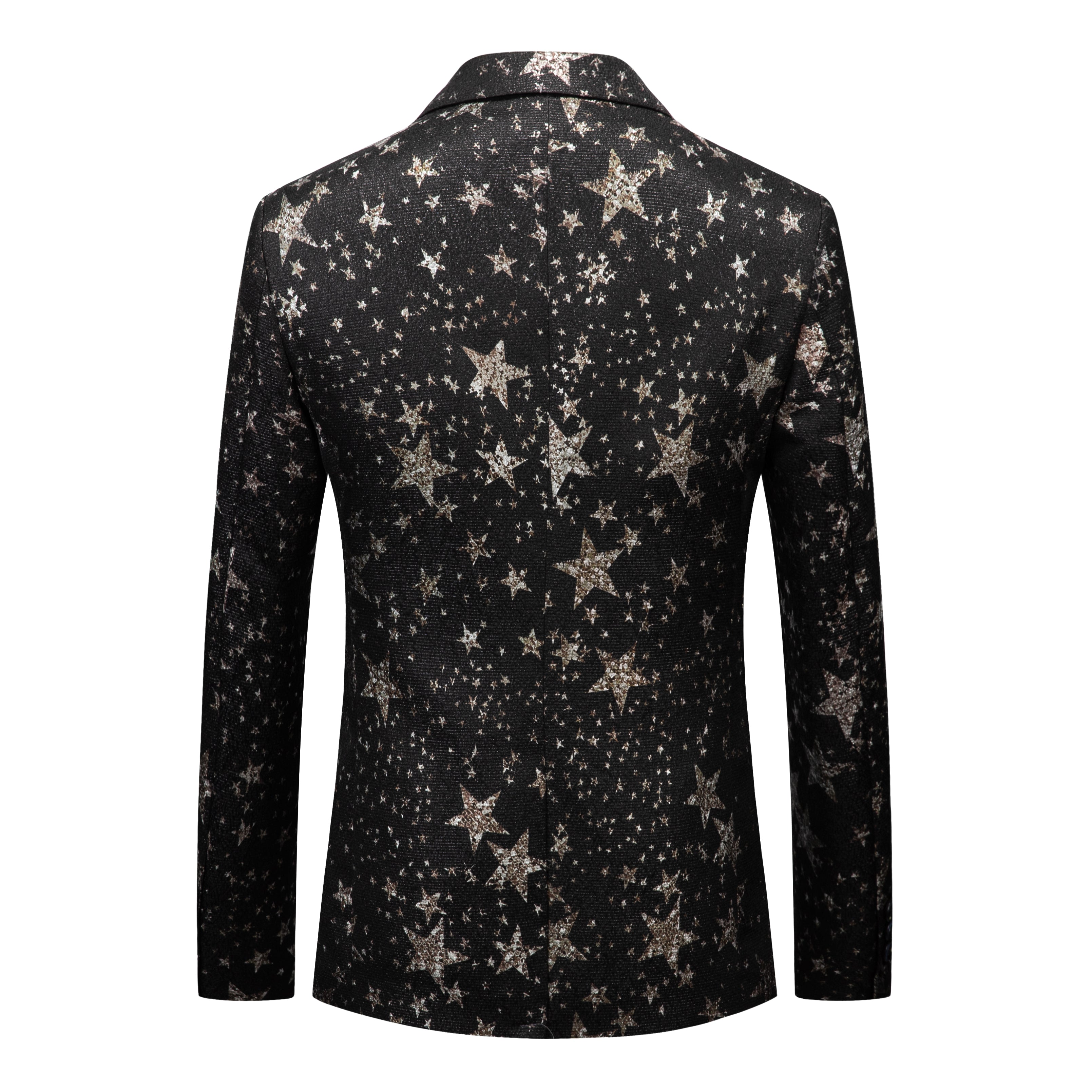 Men's Star Printed Blazer Sports Coat One Button