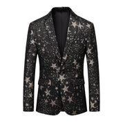 Men's Star Printed Blazer Sports Coat One Button