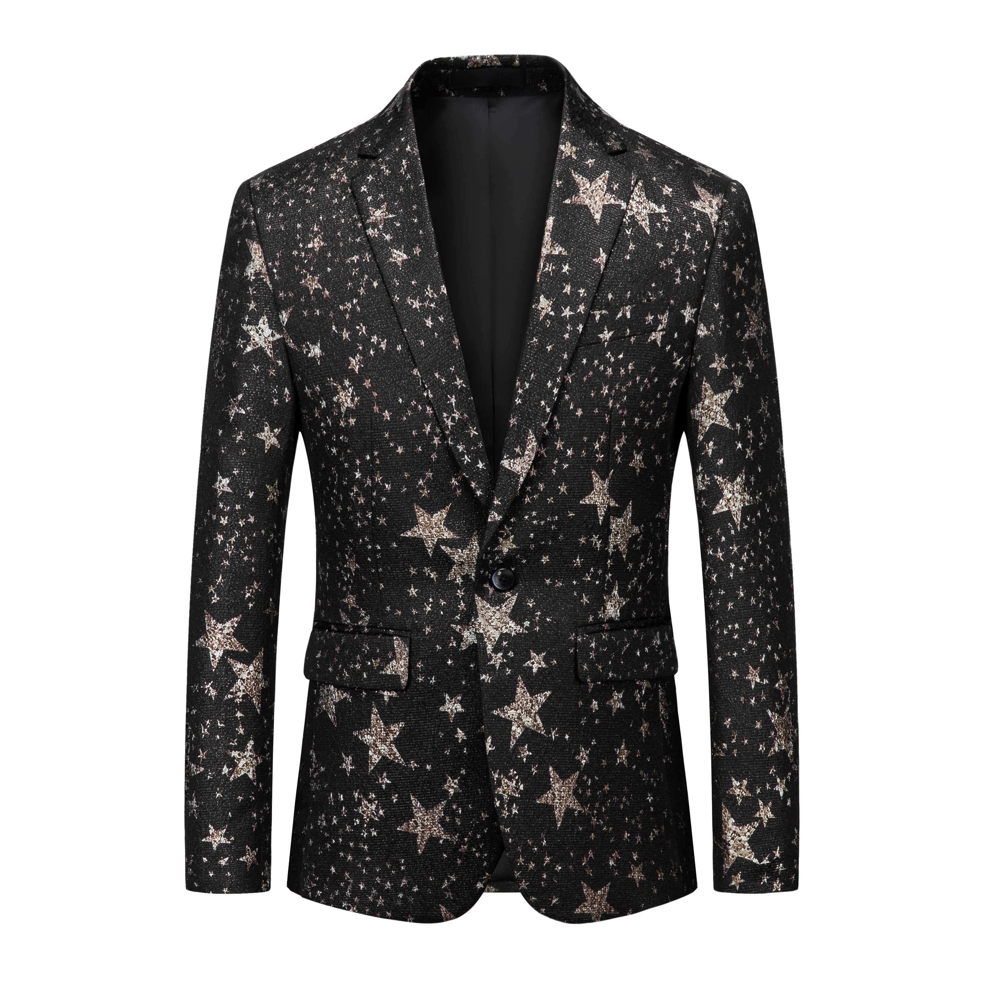 Men's Star Printed Blazer Sports Coat One Button