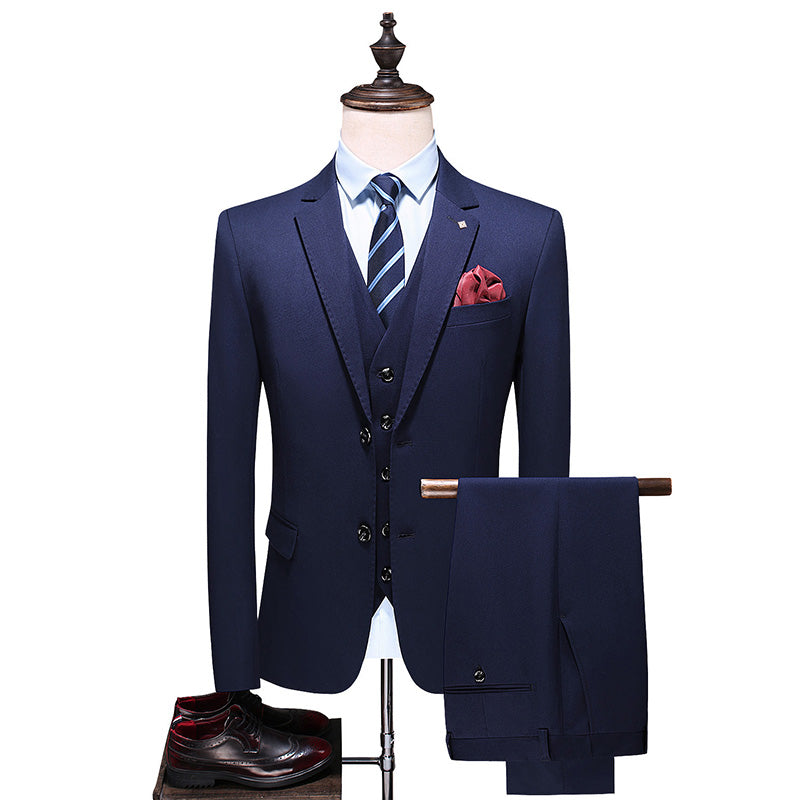 Men's  3 Piece Suit Solid Navy Black Grey Colors