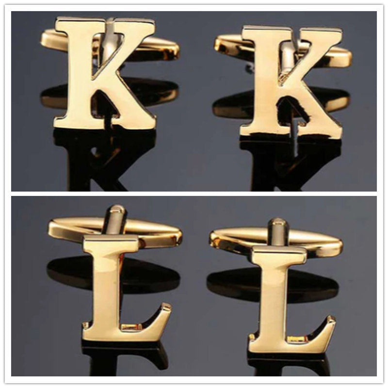 26 Dimensional Letter Style Cufflinks Gold