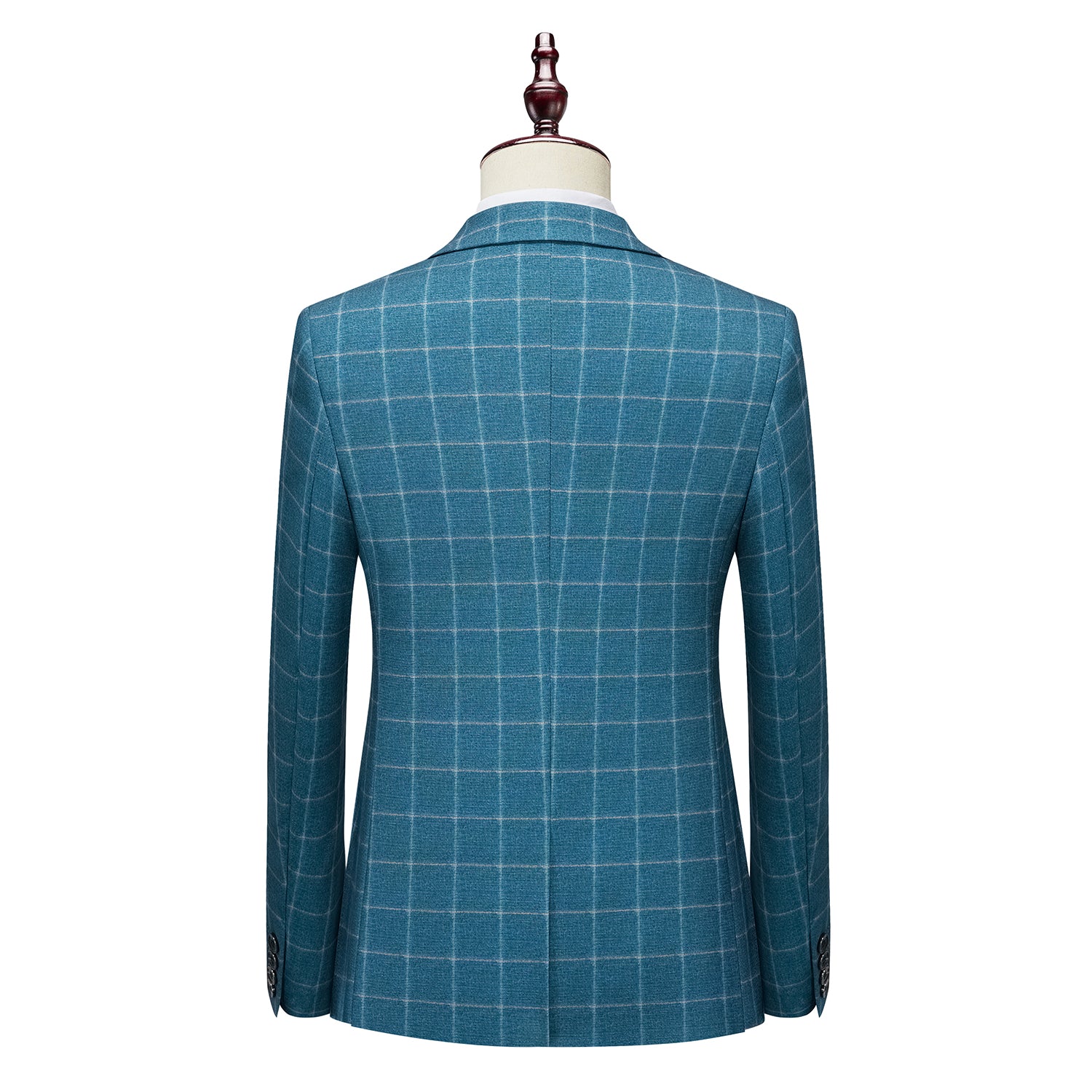 Men's Slim Fit Blazer One Button Blue Plaid Sports Coat
