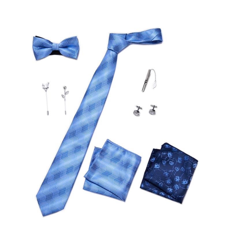 Men's 8 Pieces Gift Ties Set in Blue Navy