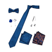 Men's 8 Pieces Gift Ties Set in Blue Navy