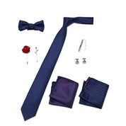Men's 8 Pieces Gift Ties Set in Blue Navy