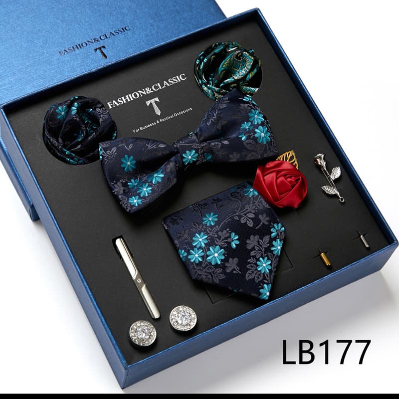Men's 8 Pieces Gift Ties Set in Blue Navy